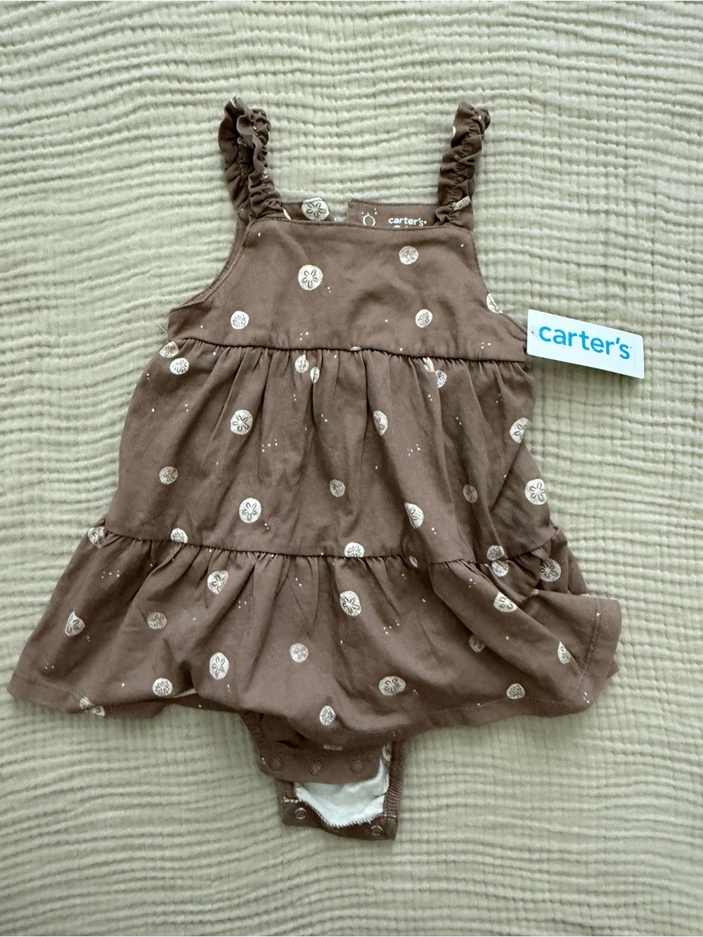 Carter's 24m Brown Sand Dollar Ruffle Bodysuit Dress